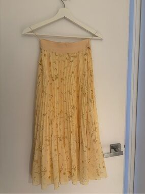 Wilfred Yellow Floral Pleated Maxi Skirt